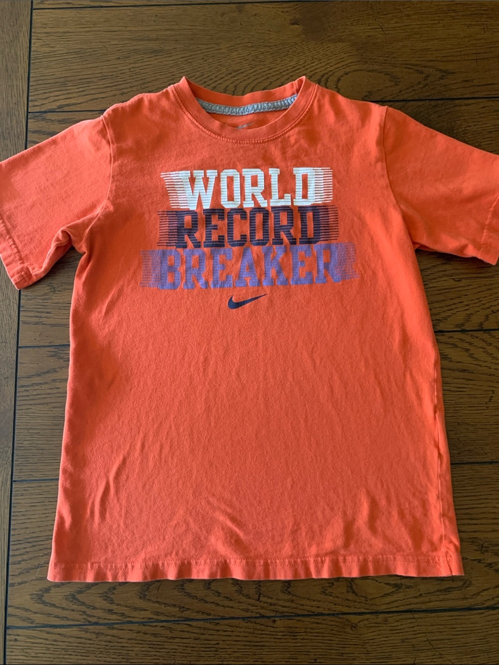 Nike Orange 'World Record Breaker Graphic Tee Size Medium Boys